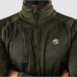 Blaze Fight Wear Custom Men's 1/4 Zip Active Compression Gym T Shirt Slim Fit manga larga ropa deportiva camisetas para hombres - Product Image 5