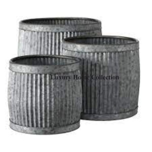 Unique Decorative Metal <b>Flower</b> Display Planters and <b>Pot</b> Hammered Design Set of 2 Fancy Look <b>Tall</b> Size Home and Hotel Supplies - Product Image 3
