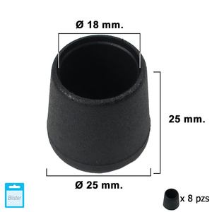 Tappo Conico Nero 18mm Confezione blister da 8 pezzi. - Product Image 1