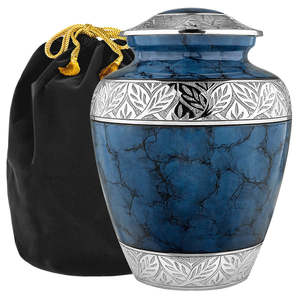 Vente chaude de couleur bleue, prix de gros, urnes de crémation, nouveau design, urne en métal, fournitures pour les cendres humaines, urne en laiton massif - Product Image 5