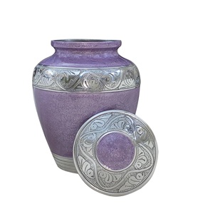 Urne funéraire adulte texturée en émail violet | Urne funéraire adulte texturée en granule | Urne commémorative pour adultes en cendres humaines, enterrement - Product Image 1
