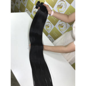 Extensions de cheveux vierges Remy noires naturelles du Vietnam, double trame machine, lisses comme des baguettes, faciles à décolorer, vente flash été 2024 - Product Image 6