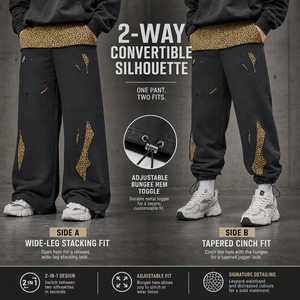 Pantalones Deportivos Anchos para Hombre con Estampado de Leopardo Dorado, Diseño de Parches, Desgastados, Cintura Elástica, Estilo Urbano, Pantalones Casuales de Otoño - Product Image 3