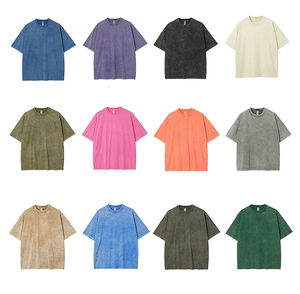 Ropa de calle con hombros caídos, venta al por mayor, camiseta personalizada Unisex de talla grande para hombre, camiseta lavada con ácido, algodón liso con técnicas bordadas - Product Image 3