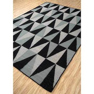 Tapis en laine abstraits géométriques Alhambra gris et noir, tissage plat, rectangulaires 9x12 en jute pour la maison, la chambre et le couloir - Modèle Dwrm-7010 - Product Image 2