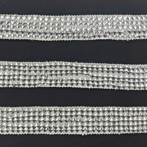 Ribete de Encaje Geométrico Metálico Plateado Claro de 1.5cm, Moderno y de Lujo, con Bordado Ecológico para Vestidos Sensuales - Product Image 3