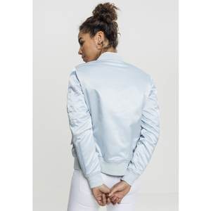 Urban Classics Mujer Bomber Jacket Ladies Satin Bomber Jacket Baby Blue Nylon Exterior Shell Coats - Product Image 2