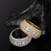 Bijoux Hip Hop personnalisés glacés solide 9K 10K 14K or IGI certifié VS VVS Lab Grown Diamond 5 Rows Eternity Band Ring pour hommes