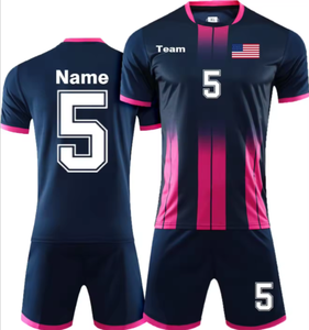 ชุดเสื้อฟุตบอลและกางเกงขาสั้นของผู้ชายผ้าโพลีเอสเตอร์ส่วนบุคคลพร้อมโลโก้หมายเลขชื่อสำหรับใช้ในฤดูร้อน - Product Image 4