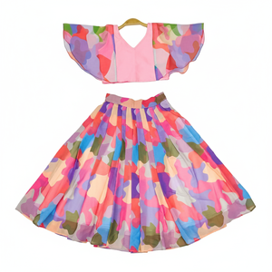 Shoryam, Lehenga Choli de Moda para Niñas, Chaniya Choli con Estampado Abstracto Colorido, Largo hasta el Suelo, Tradicional Indio para Fiestas - Product Image 1