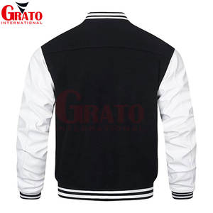 Automne hiver hommes élégant décontracté brodé laine respirant Varsity Bomber veste col montant poches nouveauté - Product Image 4