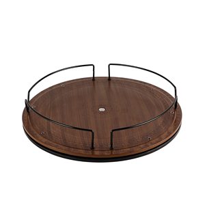 Wholesale Rustic Wood Turntable Tray Metal Rails Rotating <b>Kitchen</b> <b>Organizer</b> Lazy Susan Storage Rack <b>for</b> Organizing <b>Kitchen</b> Items - Product Image 4