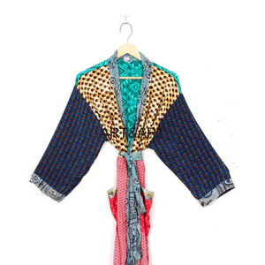 Phụ nữ cổ điển mặc kimono bên bãi biển mặc mùa hè Nhật Bản lụa chắp vá Mặc Áo Choàng Phù Dâu Ấn Độ lụa Sari Bikini <span class=keywords><strong>cvoer</strong></span> - Product Image 6