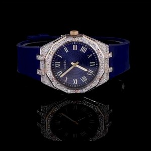 Impresionante Reloj de Diamantes Cultivados en Laboratorio para Hombre, Diseño Moderno y Elegante, Caja de Acero Inoxidable, Movimiento Mecánico, Puntero de Cristal, 21 cm de Alto - Product Image 3