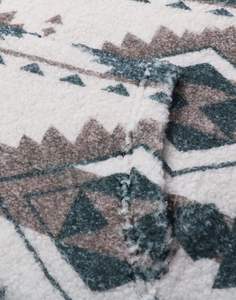 Pull-over thermique pour homme, mode hiver, à capuche, en fausse fourrure Sherpa, imprimé aztèque, polyester/coton, poche brodée, fermeture éclair 1/4 - Product Image 3