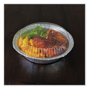 Boardwalk 7\" <b>Plastic</b> Dome Lids for Aluminum Round To-Go <b>Containers</b> <b>Clear</b> Disposable Lids 500/Carton - Product Image 4