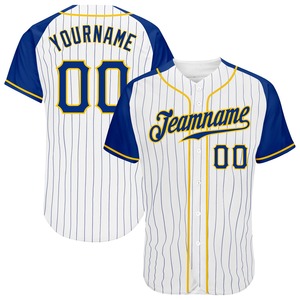 เสื้อเจอร์ซีย์กีฬาเบสบอลแขนแร็กแลนแท้สีขาวรอยัลปักลาย - Product Image 1