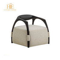 Fauteuil d'appoint en bois massif pour salon, fauteuil lounge moderne en cuir noir, aucun avis pour le moment