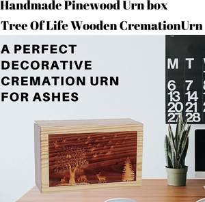 Handmade Wooden <b>Box</b> Funeral Cremation Urns <b>for</b> Human <b>Ashes</b> Adult Large - Burial Urns <b>for</b> Columbarium - Product Image 3