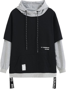 Vente en gros de sweat-shirts unisexes 380 g/m², sweat-shirt noir surdimensionné sans cordon, sweat-shirt en molleton de coton de haute qualité, sweat-shirt à épaules tombantes - Product Image 2