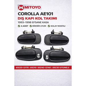Juego de Manijas Exteriores para Puerta de Corolla AE101, Modelo Legendario 1993-1998, 4 Piezas de Plástico, Nuevo Diseño - Product Image 3