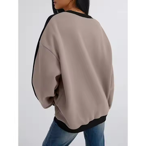 Pull-over surdimensionné à manches longues et col rond personnalisé pour femmes de haute qualité, mode streetwear décontractée - Product Image 3