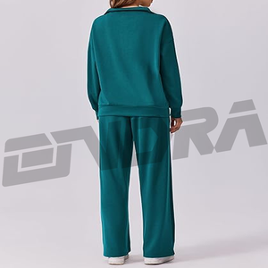 Chándal verde marino para mujer, diseño moderno y ajustado, perfecto para el gimnasio, viajes, ropa de calle, estilo cómodo, look casual para todo el día. - Product Image 4