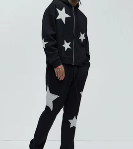 Sweat à capuche zippé intégral en coton épais 100 %, coupe oversize, épaules tombantes, avec broderie 3D et motif imprimé – Nouvelle collection hiver, best-seller - Product Image 4