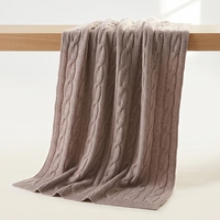 Manta de Cachemira Suave y Cálida con Tejido de Cable Grueso para Invierno, para Dormitorio, Sala de Estar, Sofá, Decoración del Hogar, Color Avena
