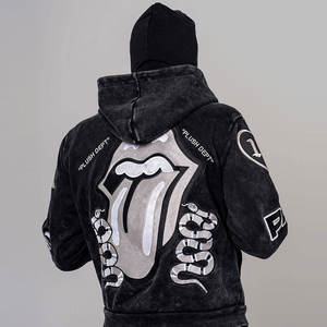 Chaqueta rasgada con logotipo personalizado para hombre, Sudadera con capucha extragrande de algodón y felpa francesa de 500g/m² - Product Image 6