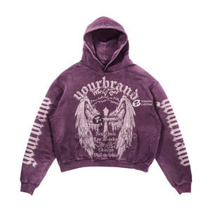 Fabricant Logo personnalisé recadrée 400gsm français éponge survêtement pantalon de survêtement évasé sweats à capuche hommes ensemble de base coton mélangé - Product Image 3