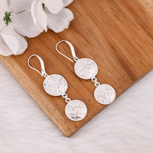 Boucles d'oreilles pendantes en argent 925 antique pour femmes, boucles d'oreilles géométriques minimalistes, boucles d'oreilles créoles en laiton de haute qualité, commande en gros - Product Image 3