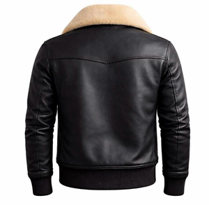 แจ็คเก็ตหนังผู้ชายคุณภาพพรีเมียมสำหรับฤดูหนาว พร้อมปกตั้งและโลโก้ด้านหน้า ดีไซน์สั่งทำพิเศษ - Product Image 4