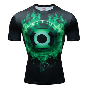 Fitness hombres manga corta correr deportes térmico músculo gimnasio pérdida peso compresión camisetas 100% algodón orgánico personalizado impreso - Product Image 1