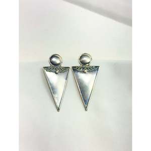 Tridha Tribal Geometric 925 <b>Silver</b> <b>Stud</b> Earrings 14k/18k Gold Plated for Engagement Ethnic Style Diamond Main Stone - Product Image 1