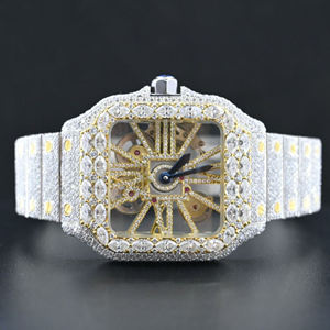 Montre analogique en acier inoxydable avec diamants glacés cultivés en laboratoire, entièrement personnalisée, prix direct usine, pour homme, bijoux hip-hop, cadeau - Product Image 4