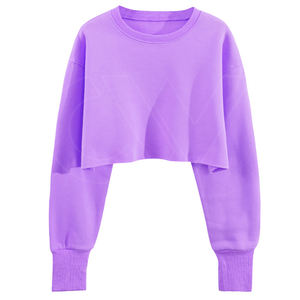 2024 Custom Print Logo Wholesale Fleece Woman Cropped Top <b>Pullover</b> <b>Women</b> Sweatshirt Plus Size - Product Image 2