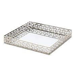 Bandeja de Metal de diseño de decoración del hogar de alta calidad, bandeja de almacenamiento de placa de espejo de vidrio redondo decorativo de hierro - Product Image 5