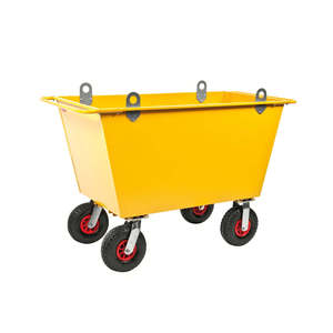 Chariots à déchets jaunes 200L Km143075-l, chariot de nettoyage pour hôtel, chariot de conciergerie en métal et plastique - Product Image 1