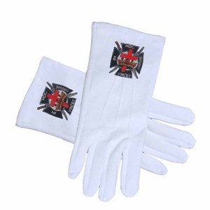 Guantes Masónicos de Cuero Suave Blanco Past Master Negro - Product Image 2