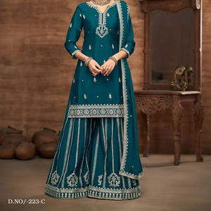 Elegante Chinon Designer Salwar Kameez Collection Catálogo completo Ropa de fiesta Ropa india y pakistaní Disponible Tarifas al por mayor - Product Image 1