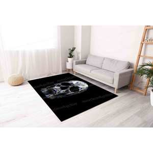 Tapis imprimé avec un motif de crâne : décoration d'intérieur unique, tapis fin non tissé - Product Image 5