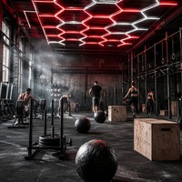 Sistema Modular Hexagonal para Gimnasio Moderno, Decoración de Iluminación Interior para Estudio de Fitness con Ambiente Motivacional - 6