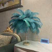 Lampe de bureau créative rechargeable en plumes d'autruche élégante pour la chambre à coucher