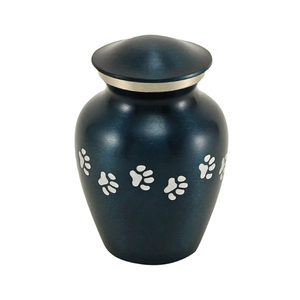 "Urna para mascotas con estampado de pata de latón grande azul-Suministros funerarios personalizados para Memorial de cremación-Recuerdo de latón para cenizas-Urnas para mascotas" - Product Image 1