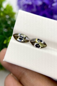 คู่อัญมณี Tanzanite สองสีและสีเหลือง zoisite Loupe รูปทรงมาร์กีธรรมชาติสำหรับทำเครื่องประดับอัญมณีหลวม - Product Image 5