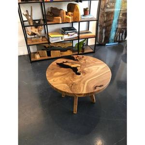 MESA DE CENTRO EPOXI CON SUPERIOR REDONDA DE MADERA MACIZA CON PATAS DE MADERA NUEVO DISEÑO MODERNO CON LOOK ESTÉTICO MUEBLES PARA SALÓN TODOS LOS TAMAÑOS - Product Image 1