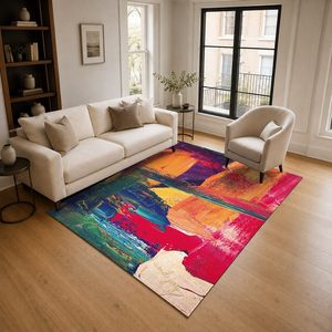 RUGS DEPOT LXDP-0677 Wholesale Red Burgundy Ethnic Kilim Digital Printed Machine Washable Chenille Area Rug Non <b>Slip</b> - Product Image 2