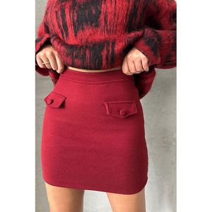 Jupe mi-longue unie kaki TOPSHOW pour femme, 100 % polyester, lot en gros pour détaillants - Product Image 1