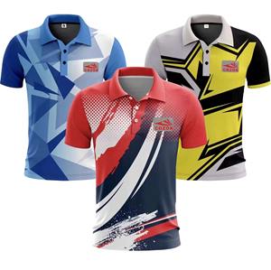 เสื้อโปโลกีฬาโพลีเอสเตอร์ระบายอากาศสำหรับผู้ชายเสื้อพิมพ์ลายซับลิเมชันออกแบบได้ตามต้องการ - Product Image 1